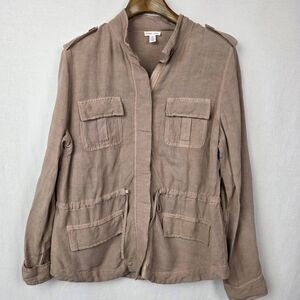 Tribal Jeans Linen Blend Utility Jacket Tan L